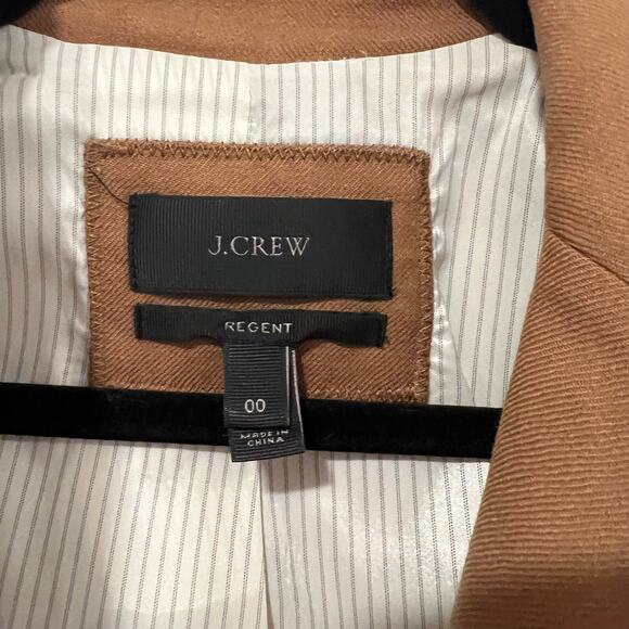 J Crew Regent Women's Camel Tone Tan Wool Fitted Blazer Size OO - Picture 4 of 8